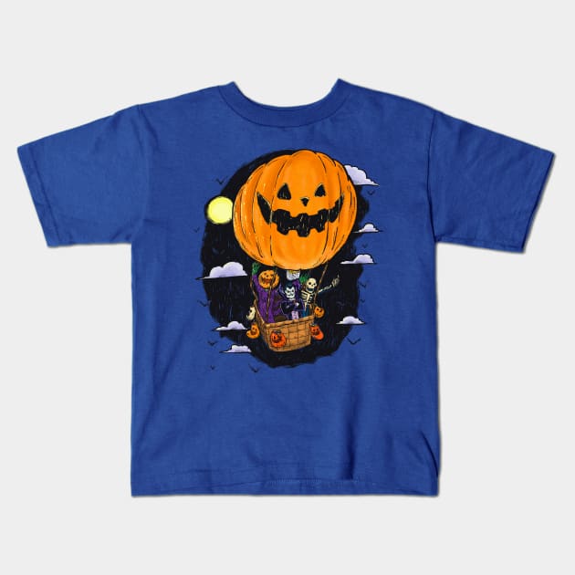 Pumpkin Hot Air Balloon Kids T-Shirt by nickv47